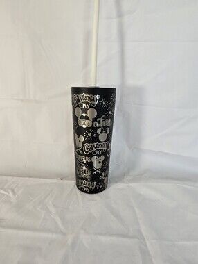 Disney Cruise Line Black Tumbler Castaway Cay Wish Treasure Cup with Straw